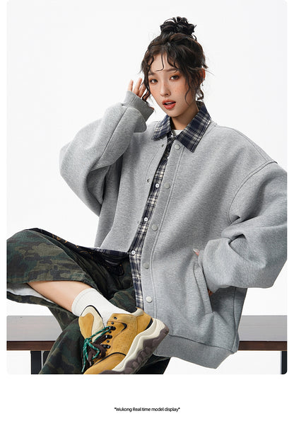 𝔾𝕣𝕠𝕦𝕟𝕕ℤ𝕖𝕣𝕠®2026年秋冬款復古假兩件式立領百搭棒球夾克外套