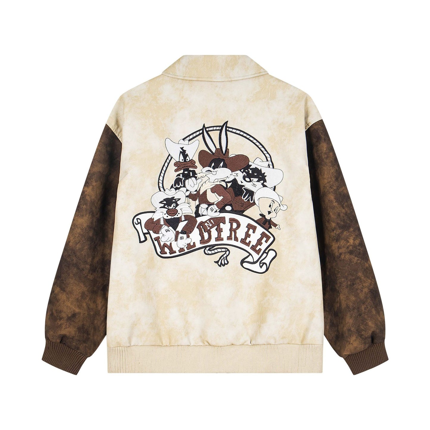𝔾𝕣𝕠𝕦𝕟𝕕ℤ𝕖𝕣𝕠®2026年秋冬款復古麂皮電繡卡通機車夾克外套(限量)