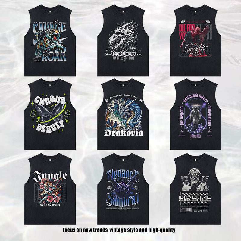 ♠𝔾𝕣𝕠𝕦𝕟𝕕ℤ𝕖𝕣𝕠♠美式風格夏日新款水洗破壞厚磅多款式圖片A區坎肩無袖背心