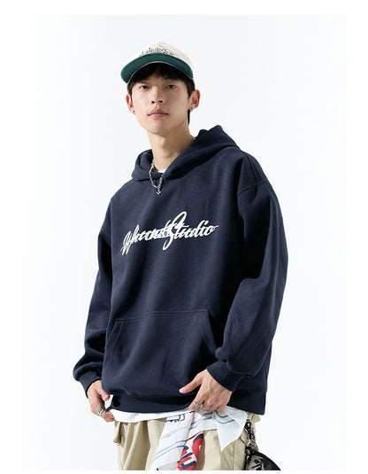 𝔾𝕣𝕠𝕦𝕟𝕕ℤ𝕖𝕣𝕠®2026年秋冬款復古發泡字母寬鬆連帽長袖大學T-SHIRT