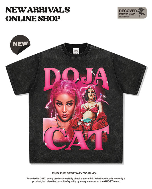 G.Z邁阿密南岸✥𝔾𝕣𝕠𝕦𝕟𝕕ℤ𝕖𝕣𝕠®✥2025年南裝大佬/美式嘻哈寬鬆重磅數Doja cat A款男女中性T-Shirt上衣