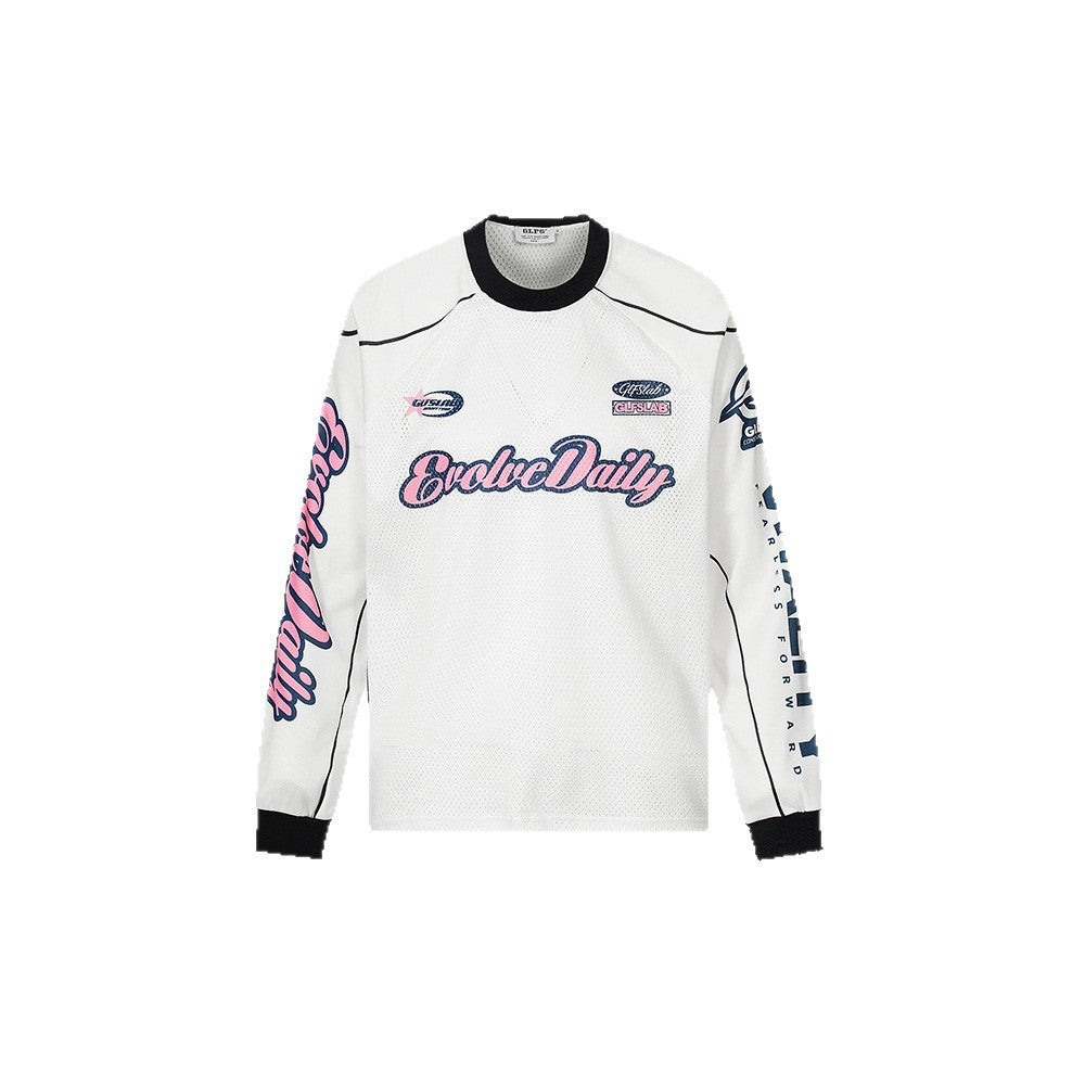 𝔾𝕣𝕠𝕦𝕟𝕕ℤ𝕖𝕣𝕠®2026年秋冬款網眼字母球衣圓領長袖上衣T-SHIRT