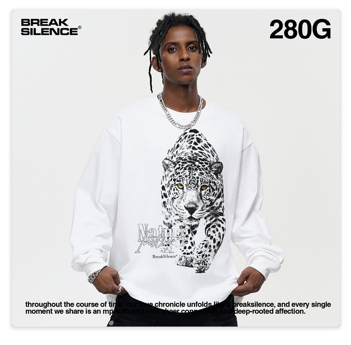 G.Z邁阿密南岸𝔾𝕣𝕠𝕦𝕟𝕕ℤ𝕖𝕣𝕠®✥南裝大佬✥ 美式嘻哈水280g白色雪豹長袖上衣T-Shirt