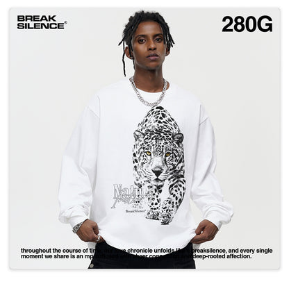 G.Z邁阿密南岸𝔾𝕣𝕠𝕦𝕟𝕕ℤ𝕖𝕣𝕠®✥南裝大佬✥ 美式嘻哈水280g白色雪豹長袖上衣T-Shirt