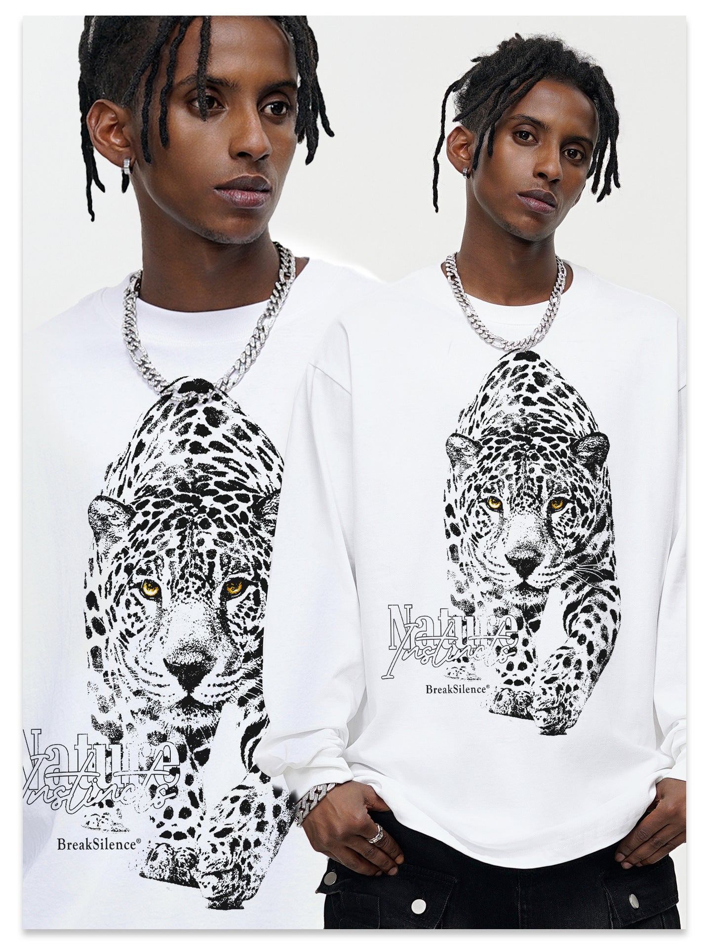 G.Z邁阿密南岸𝔾𝕣𝕠𝕦𝕟𝕕ℤ𝕖𝕣𝕠®✥南裝大佬✥ 美式嘻哈水280g白色雪豹長袖上衣T-Shirt