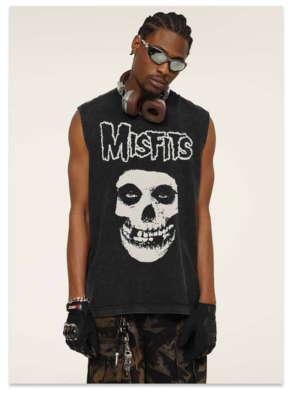 G.Z邁阿密南岸𝔾𝕣𝕠𝕦𝕟𝕕ℤ𝕖𝕣𝕠®✥南裝大佬✥ 美式嘻哈水洗重磅數男女中性Misfits坎肩背心亞洲版型)