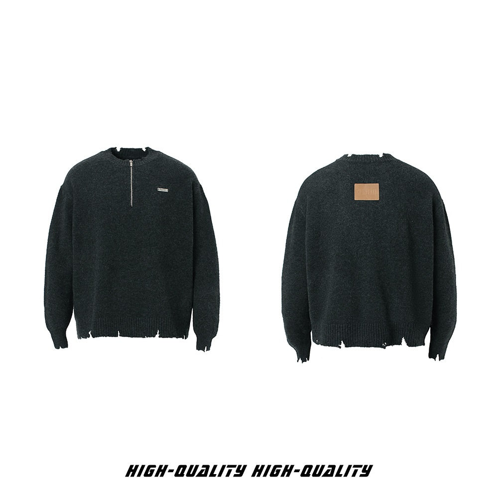 𝔾𝕣𝕠𝕦𝕟𝕕ℤ𝕖𝕣𝕠®2026年秋冬款簡約做舊針織套頭毛衣長袖上衣