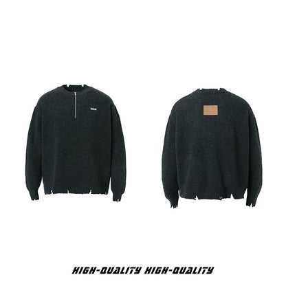 𝔾𝕣𝕠𝕦𝕟𝕕ℤ𝕖𝕣𝕠®2026年秋冬款簡約做舊針織套頭毛衣長袖上衣