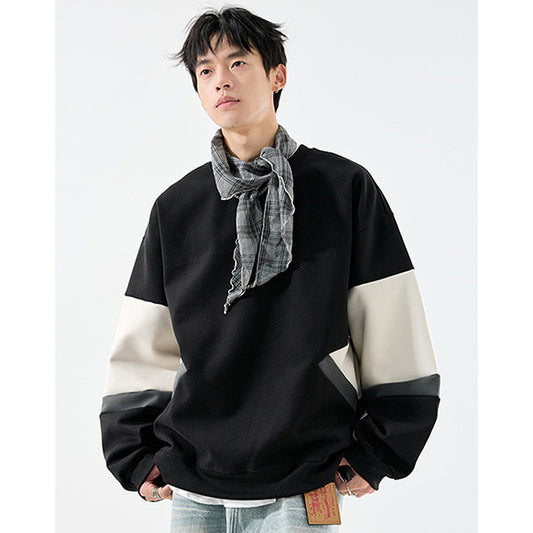 𝔾𝕣𝕠𝕦𝕟𝕕ℤ𝕖𝕣𝕠®2026年秋冬款復古寬鬆拼接圓領長袖T-SHIRT