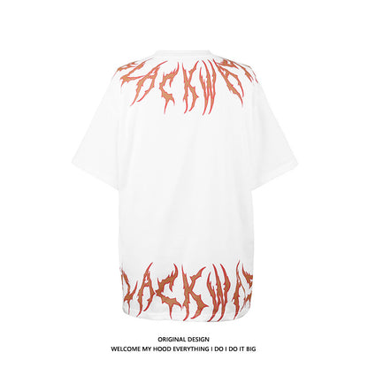 G.Z 邁阿密南岸✥𝔾𝕣𝕠𝕦𝕟𝕕ℤ𝕖𝕣𝕠®✥２０２4南裝大佬/美式嘻哈寬鬆火焰文字純棉男女中性T-Shirt上衣