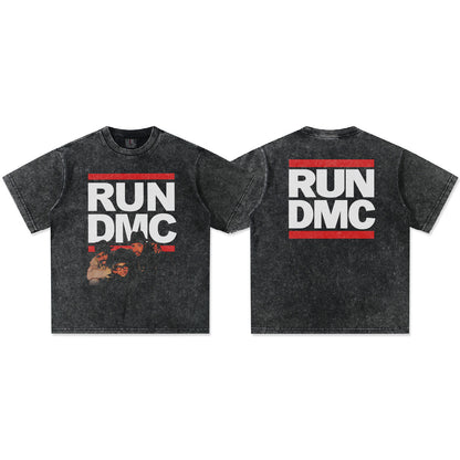 G.Z邁阿密南岸𝔾𝕣𝕠𝕦𝕟𝕕ℤ𝕖𝕣𝕠®✥南裝大佬✥ 美式嘻哈水洗重磅數男女中性RUN DMC短袖上衣T-Shirt(亞洲版型)