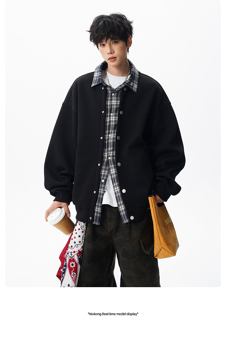 𝔾𝕣𝕠𝕦𝕟𝕕ℤ𝕖𝕣𝕠®2026年秋冬款復古假兩件式立領百搭棒球夾克外套