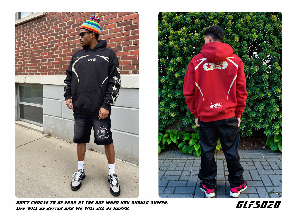 𝔾𝕣𝕠𝕦𝕟𝕕ℤ𝕖𝕣𝕠®2026年秋冬款歐洲街頭風格簡約字母連帽長袖上衣T-SHIRT