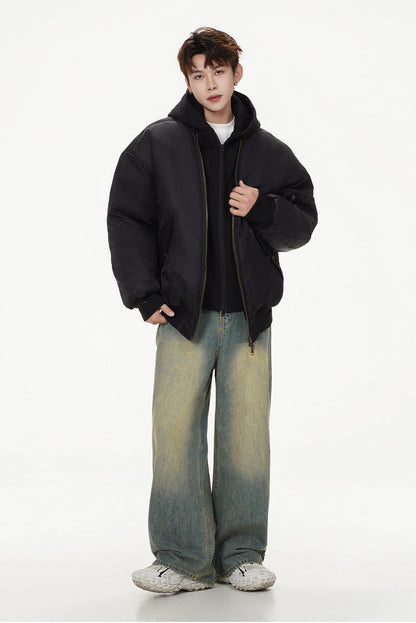 𝔾𝕣𝕠𝕦𝕟𝕕ℤ𝕖𝕣𝕠®2026年秋冬款經典復古假兩件式寬鬆連帽防風保暖飛行夾克外套(限量)