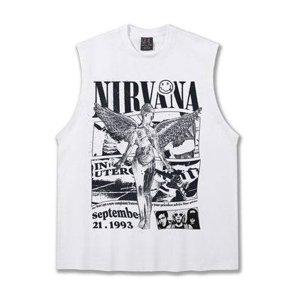 G.Z邁阿密南岸𝔾𝕣𝕠𝕦𝕟𝕕ℤ𝕖𝕣𝕠®✥南裝大佬✥ 美式嘻哈水洗重磅數男女中性NIRVANA坎肩背心亞洲版型)