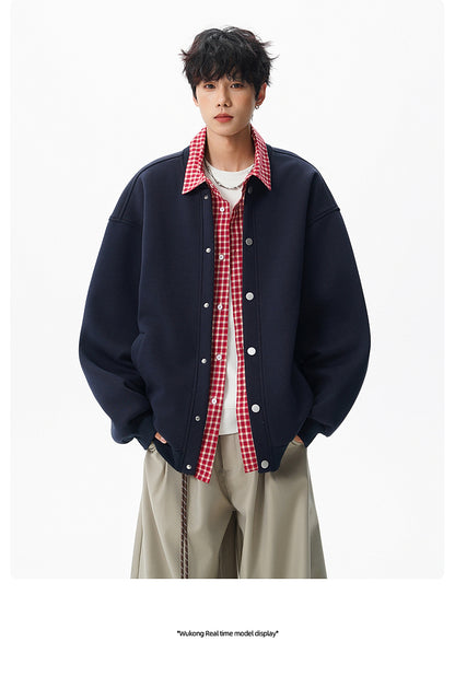 𝔾𝕣𝕠𝕦𝕟𝕕ℤ𝕖𝕣𝕠®2026年秋冬款復古假兩件式立領百搭棒球夾克外套