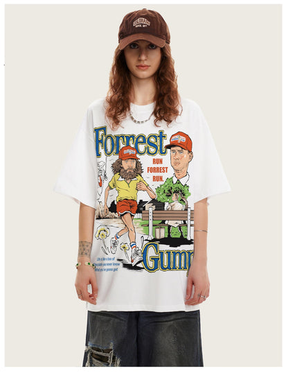 G.Z邁阿密南岸𝔾𝕣𝕠𝕦𝕟𝕕ℤ𝕖𝕣𝕠®✥南裝大佬✥ 美式嘻哈水洗重磅數男女中性奔跑吧阿甘短袖上衣T-Shirt(亞洲版型)