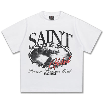 G.Z邁阿密南岸𝔾𝕣𝕠𝕦𝕟𝕕ℤ𝕖𝕣𝕠®✥南裝大佬✥ 美式嘻哈水洗重磅數男女中性Saint短袖上衣T-Shirt(亞洲版型)