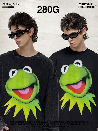 G.Z邁阿密南岸𝔾𝕣𝕠𝕦𝕟𝕕ℤ𝕖𝕣𝕠®✥南裝大佬✥ 美式嘻哈水280g綠色蛙蛙長袖上衣T-Shirt