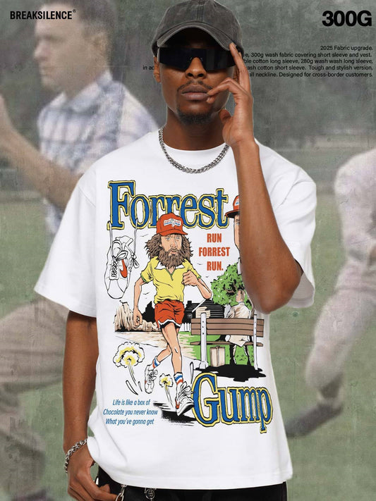 G.Z邁阿密南岸𝔾𝕣𝕠𝕦𝕟𝕕ℤ𝕖𝕣𝕠®✥南裝大佬✥ 美式嘻哈水洗重磅數男女中性奔跑吧阿甘短袖上衣T-Shirt(亞洲版型)