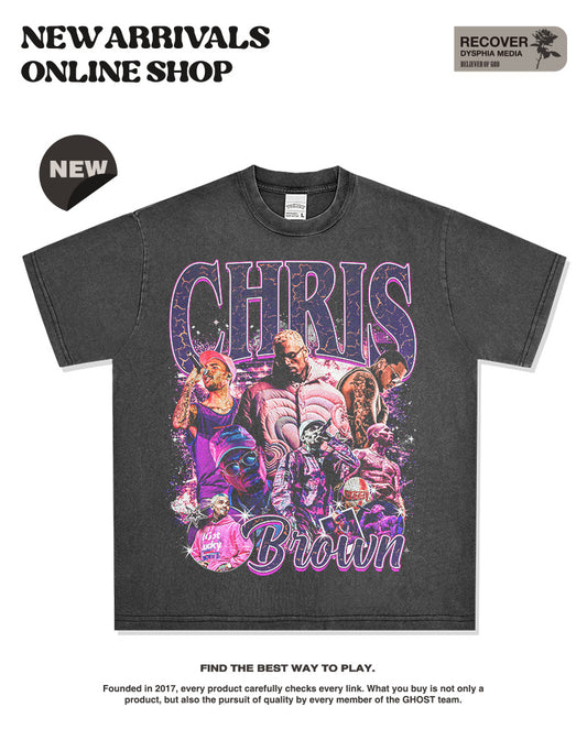 G.Z邁阿密南岸✥𝔾𝕣𝕠𝕦𝕟𝕕ℤ𝕖𝕣𝕠®✥2025年南裝大佬/美式嘻哈寬鬆重磅數chris brown男女中性T-Shirt上衣