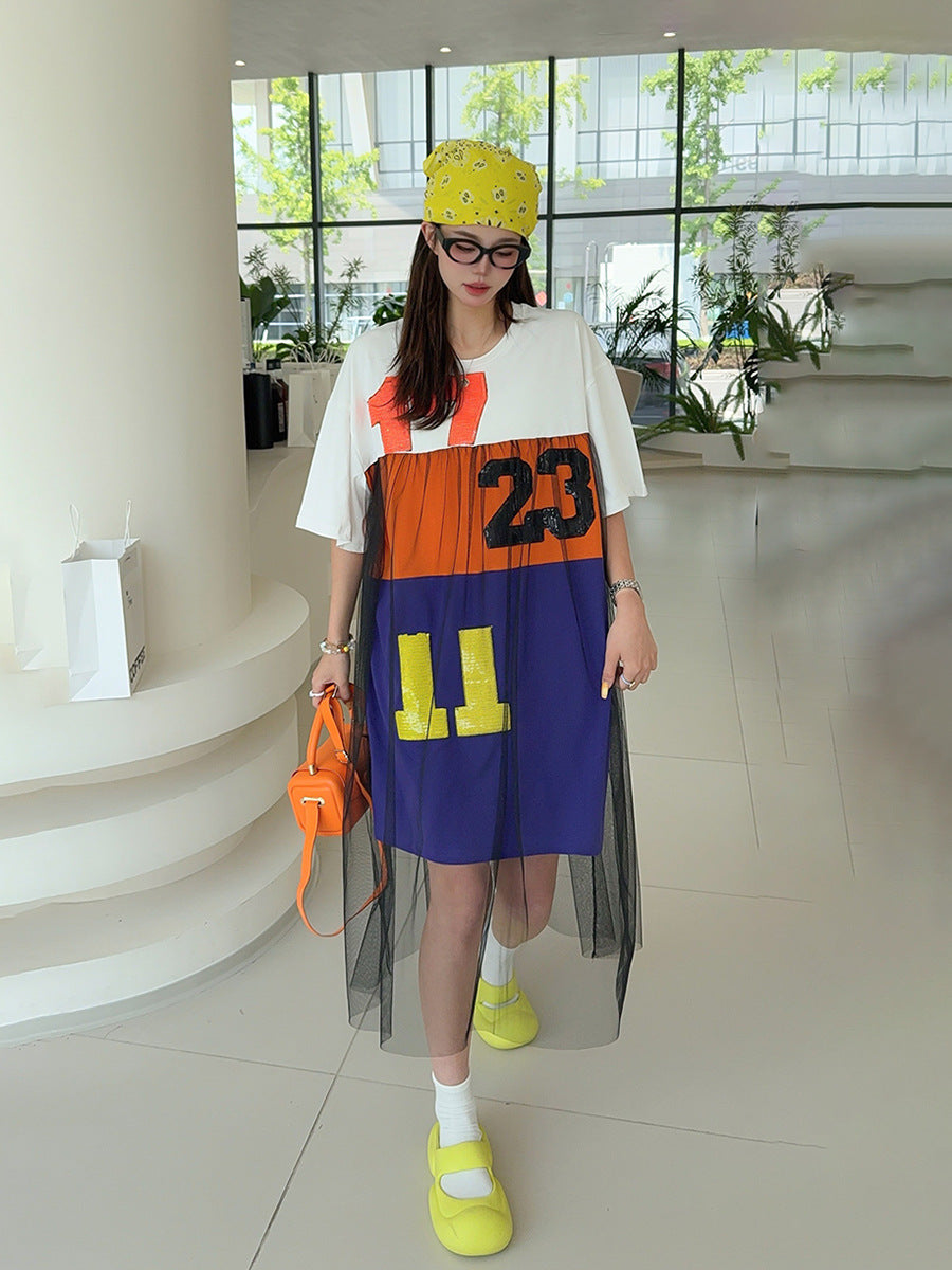 🄶🅁🄾🅄🄽🄳♾🅉🄴🅁🄾2025SS♾無性別穿搭OverSize夏季新款美式拼接泡泡紗字母長板T-SHIRT(限量)