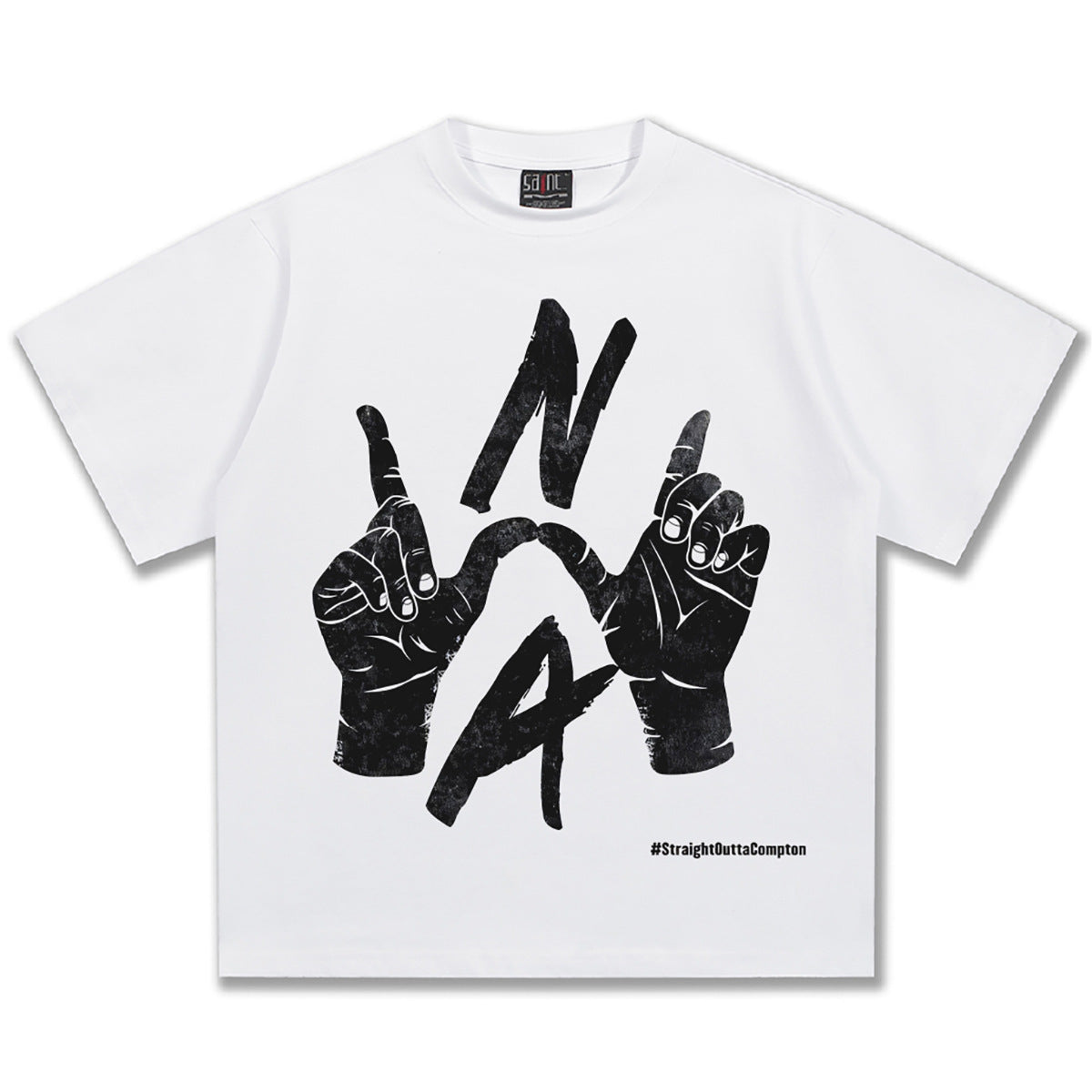 G.Z邁阿密南岸𝔾𝕣𝕠𝕦𝕟𝕕ℤ𝕖𝕣𝕠®✥南裝大佬✥ 美式嘻哈水洗重磅數男女中性N.W.A手勢短袖上衣T-Shirt(亞洲版型)