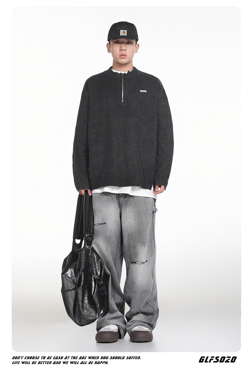 𝔾𝕣𝕠𝕦𝕟𝕕ℤ𝕖𝕣𝕠®2026年秋冬款簡約做舊針織套頭毛衣長袖上衣