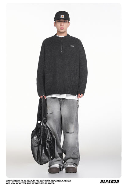 𝔾𝕣𝕠𝕦𝕟𝕕ℤ𝕖𝕣𝕠®2026年秋冬款簡約做舊針織套頭毛衣長袖上衣