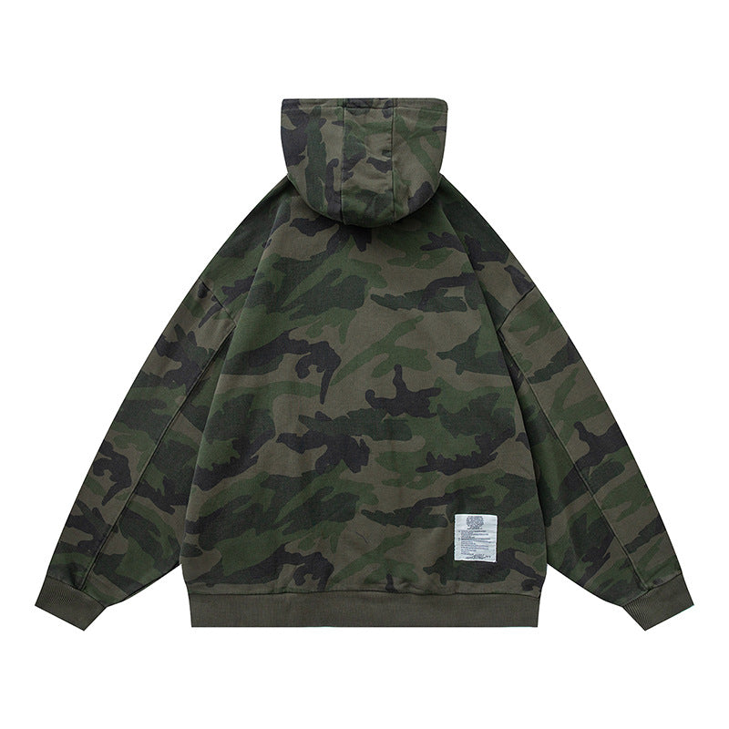 𝔾𝕣𝕠𝕦𝕟𝕕ℤ𝕖𝕣𝕠®2026年秋冬款復古新款厚磅數連帽迷彩長袖T-shrit 2色