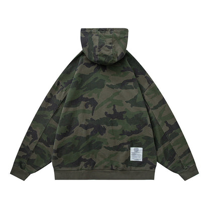 𝔾𝕣𝕠𝕦𝕟𝕕ℤ𝕖𝕣𝕠®2026年秋冬款復古新款厚磅數連帽迷彩長袖T-shrit 2色