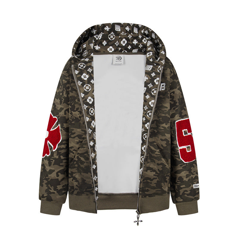 𝔾𝕣𝕠𝕦𝕟𝕕ℤ𝕖𝕣𝕠®2026年秋冬款新款經典復古老花數字連帽夾克外套 4色