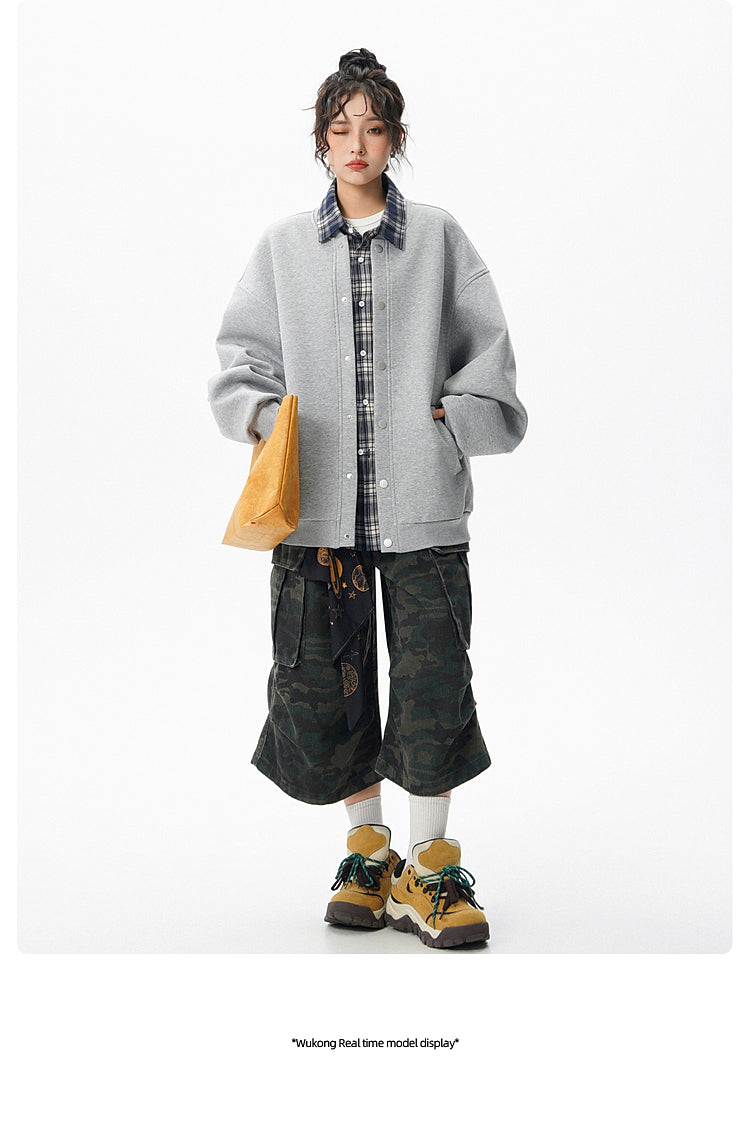 𝔾𝕣𝕠𝕦𝕟𝕕ℤ𝕖𝕣𝕠®2026年秋冬款復古假兩件式立領百搭棒球夾克外套