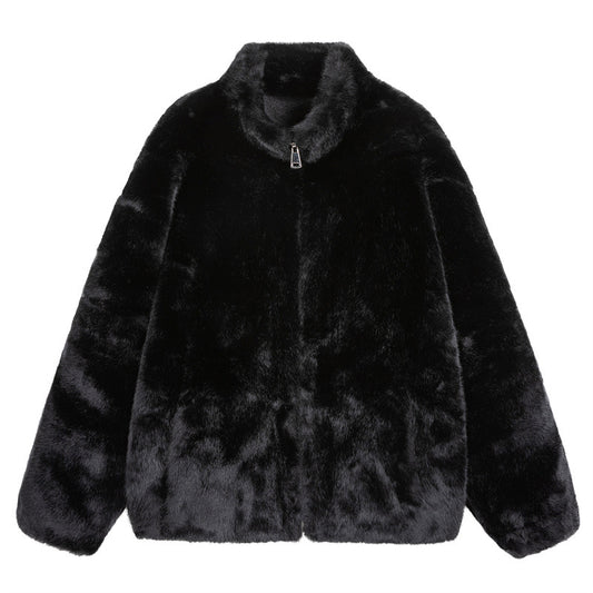 𝔾𝕣𝕠𝕦𝕟𝕕ℤ𝕖𝕣𝕠®2026年秋冬款復古嘻哈短毛絨立領男女中性保暖外套