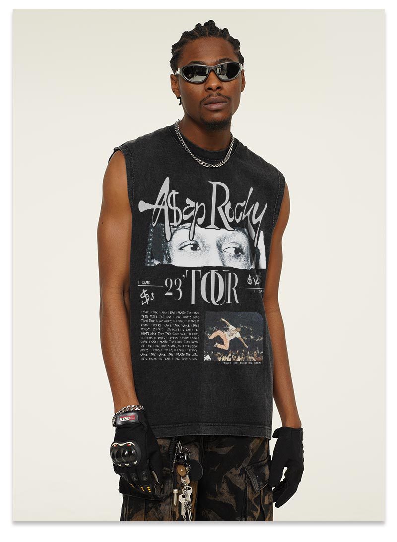 G.Z邁阿密南岸𝔾𝕣𝕠𝕦𝕟𝕕ℤ𝕖𝕣𝕠®✥南裝大佬✥ 美式嘻哈水洗重磅數男女中性ASAP ROCKY坎肩背心亞洲版型)