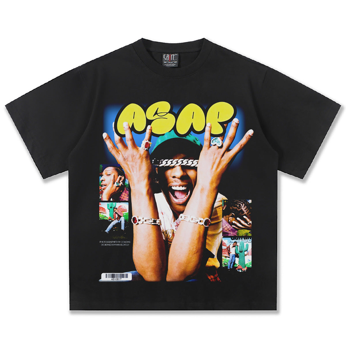 G.Z邁阿密南岸𝔾𝕣𝕠𝕦𝕟𝕕ℤ𝕖𝕣𝕠®✥南裝大佬✥ 美式嘻哈水洗重磅數男女中性AsapRocky短袖上衣T-Shirt(亞洲版型)