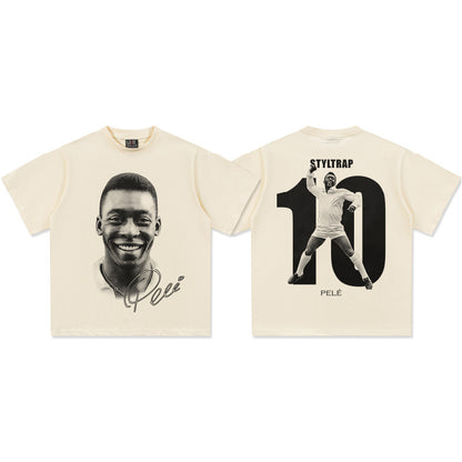 G.Z邁阿密南岸𝔾𝕣𝕠𝕦𝕟𝕕ℤ𝕖𝕣𝕠®✥南裝大佬✥ 美式嘻哈水洗重磅數男女中性球王貝利T-Shirt短袖上衣(亞洲版型)