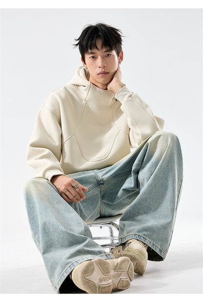 𝔾𝕣𝕠𝕦𝕟𝕕ℤ𝕖𝕣𝕠®2026年秋冬款復古寬鬆拼中領面罩連帽長袖T-SHIRT