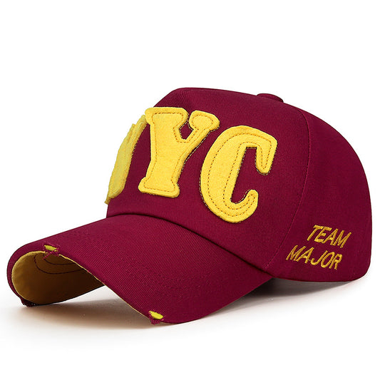 ✥𝔾𝕣𝕠𝕦𝕟𝕕ℤ𝕖𝕣𝕠®✥Deluxe２０２4年/美式嘻哈休閒N.Y.C大貼布作舊破壞復古老帽棒球帽