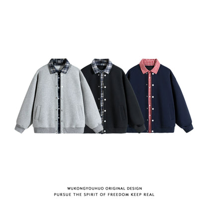 𝔾𝕣𝕠𝕦𝕟𝕕ℤ𝕖𝕣𝕠®2026年秋冬款復古假兩件式立領百搭棒球夾克外套