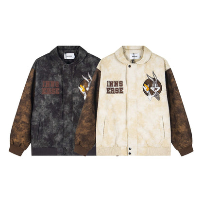 𝔾𝕣𝕠𝕦𝕟𝕕ℤ𝕖𝕣𝕠®2026年秋冬款復古麂皮電繡卡通機車夾克外套(限量)