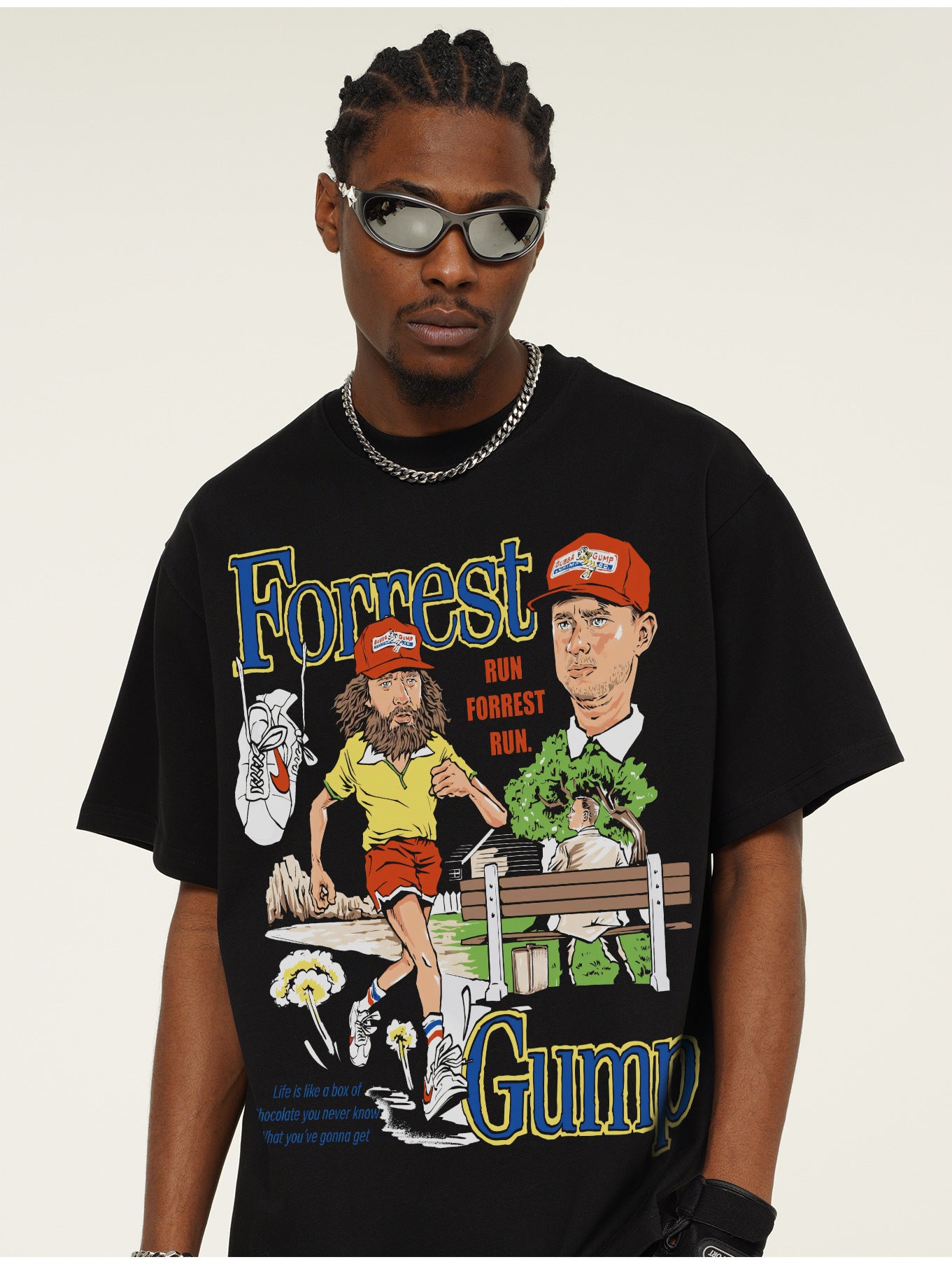 G.Z邁阿密南岸𝔾𝕣𝕠𝕦𝕟𝕕ℤ𝕖𝕣𝕠®✥南裝大佬✥ 美式嘻哈水洗重磅數男女中性奔跑吧阿甘短袖上衣T-Shirt(亞洲版型)