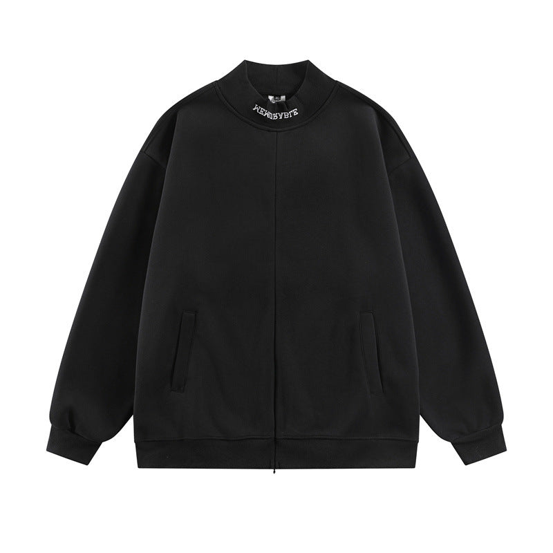 𝔾𝕣𝕠𝕦𝕟𝕕ℤ𝕖𝕣𝕠®2026年秋冬款復古刺繡字母中領半拉練圓領長袖T-SHIRT