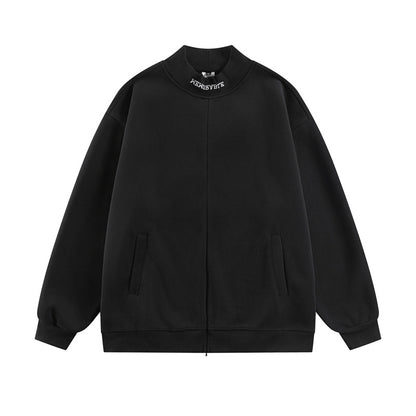 𝔾𝕣𝕠𝕦𝕟𝕕ℤ𝕖𝕣𝕠®2026年秋冬款復古刺繡字母中領半拉練圓領長袖T-SHIRT