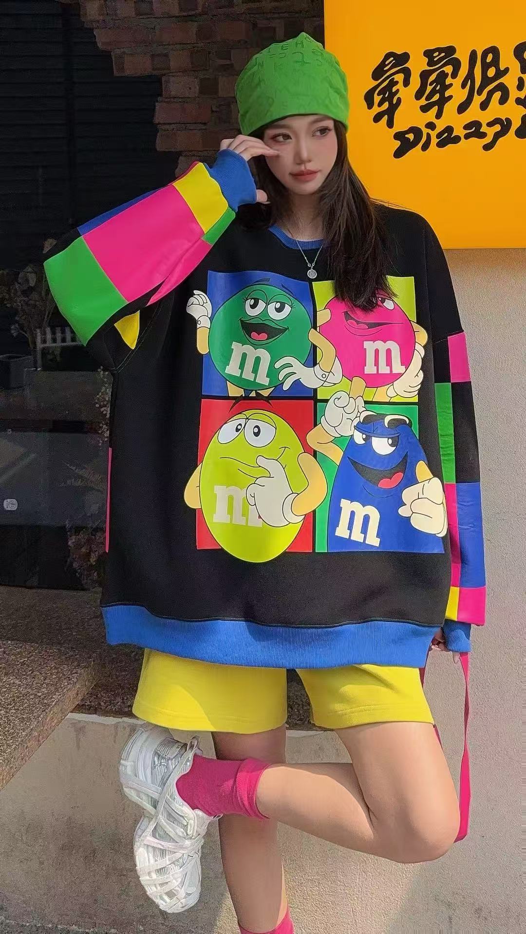 🄶🅁🄾🅄🄽🄳♾🅉🄴🅁🄾25-26SS♾無性別穿搭OverSize美式新款彩虹拚格卡通大學上衣T-SHIRT(現貨優惠)