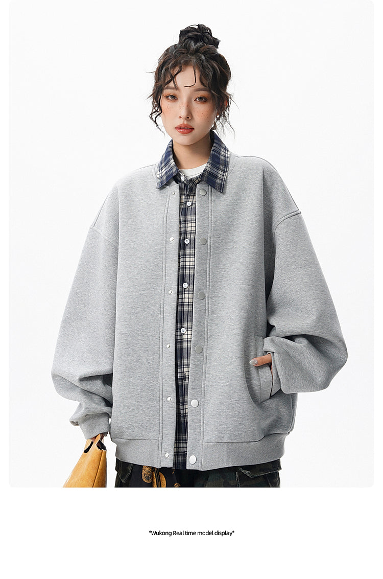 𝔾𝕣𝕠𝕦𝕟𝕕ℤ𝕖𝕣𝕠®2026年秋冬款復古假兩件式立領百搭棒球夾克外套