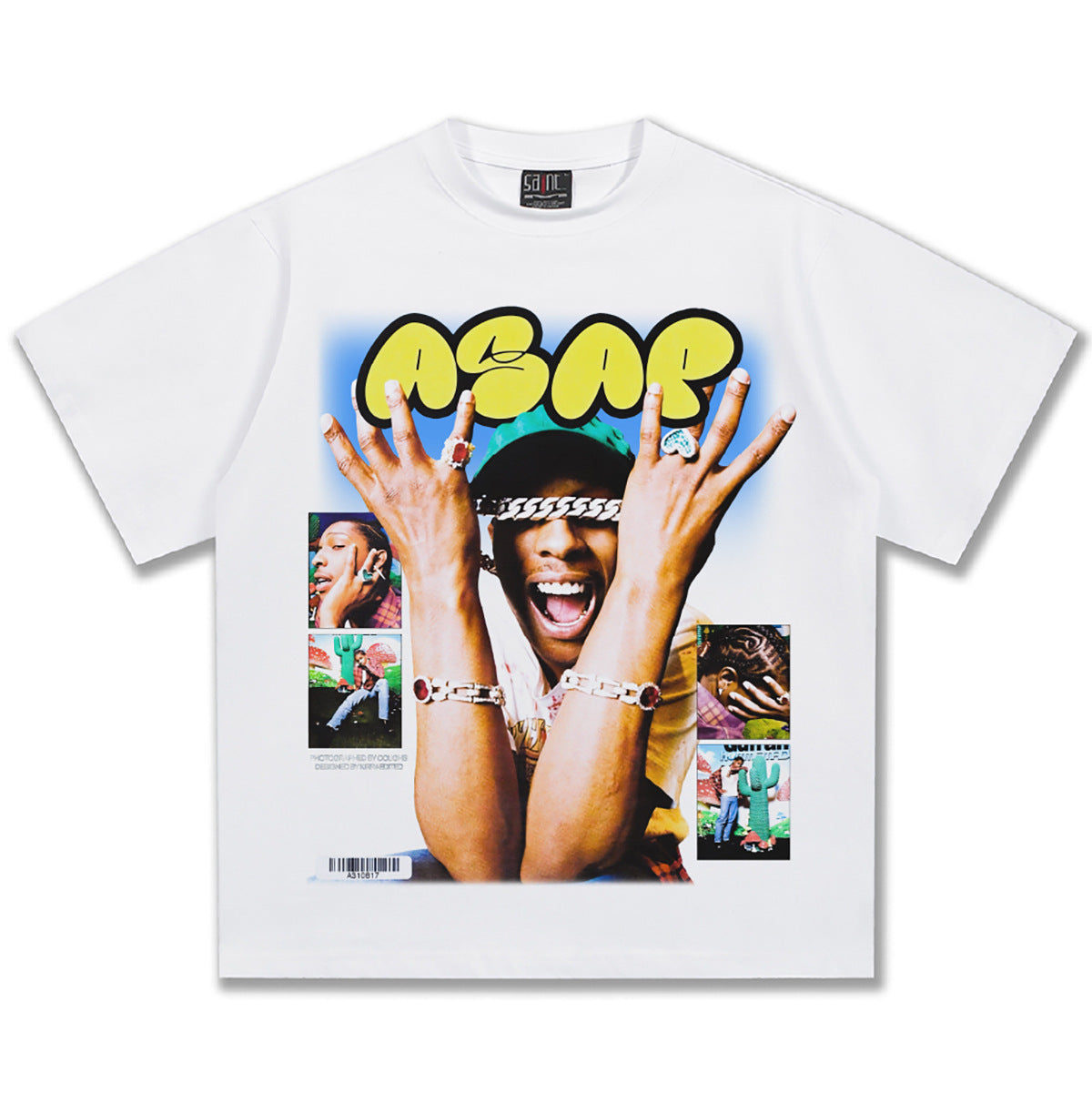 G.Z邁阿密南岸𝔾𝕣𝕠𝕦𝕟𝕕ℤ𝕖𝕣𝕠®✥南裝大佬✥ 美式嘻哈水洗重磅數男女中性AsapRocky短袖上衣T-Shirt(亞洲版型)