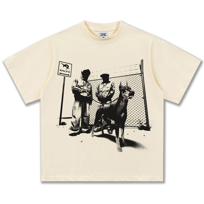 G.Z邁阿密南岸𝔾𝕣𝕠𝕦𝕟𝕕ℤ𝕖𝕣𝕠®✥南裝大佬✥ 美式嘻哈水洗重磅數男女中性杜賓犬短袖上衣T-Shirt(亞洲版型)