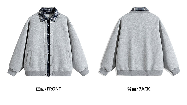𝔾𝕣𝕠𝕦𝕟𝕕ℤ𝕖𝕣𝕠®2026年秋冬款復古假兩件式立領百搭棒球夾克外套