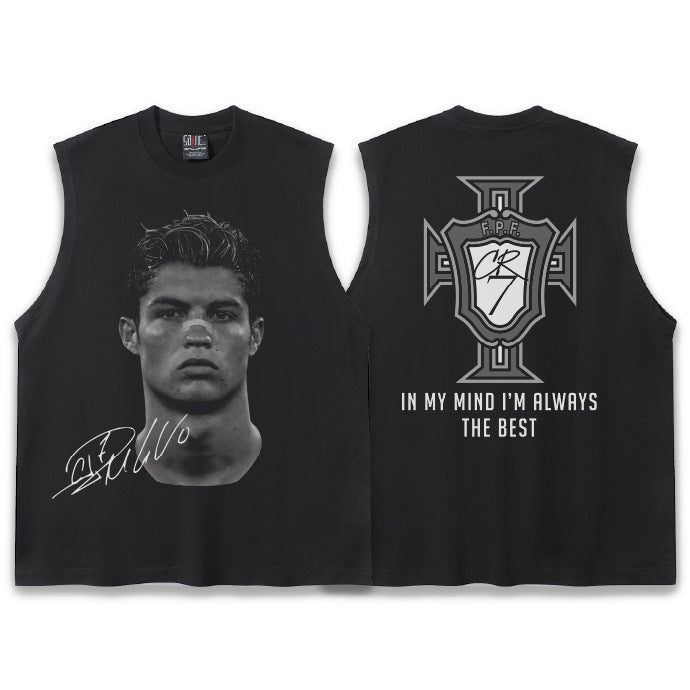 G.Z邁阿密南岸𝔾𝕣𝕠𝕦𝕟𝕕ℤ𝕖𝕣𝕠®✥南裝大佬✥ 美式嘻哈水洗重磅數男女中性C.羅納度坎肩背心亞洲版型)